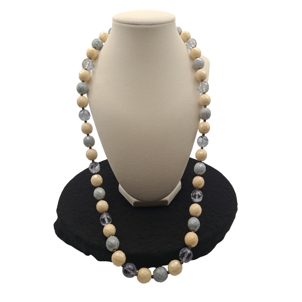 Joan Rivers Fauceted Czechoslovakian Multicolor Glass Bead Necklace 32"